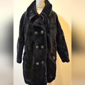 Luxurious Black Faux Fur Coat